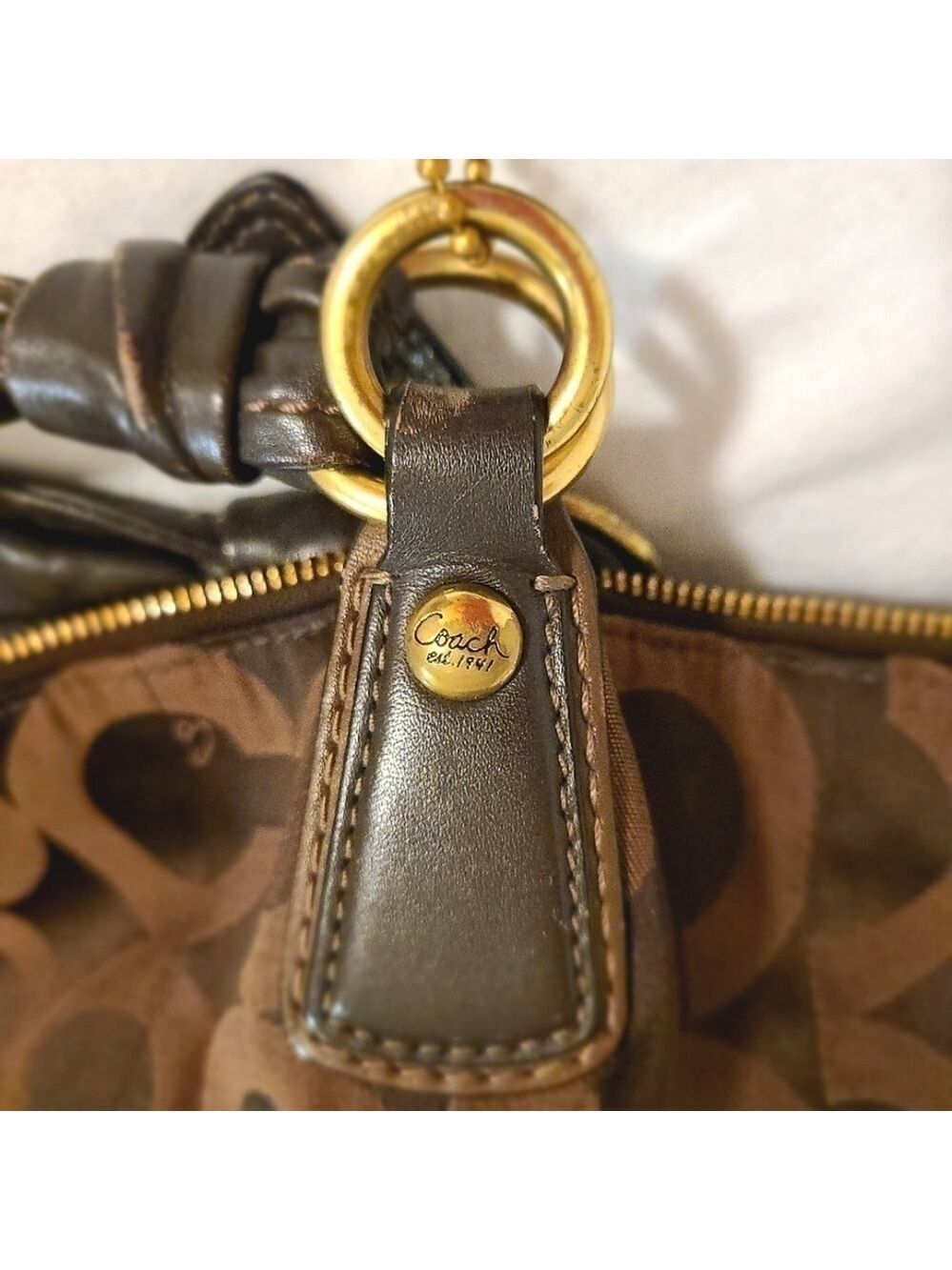Coach Kristin Y2K Op Art Hobo Signature Monogram Shoulder Bag Chocolate Brown - Picture 13 of 16